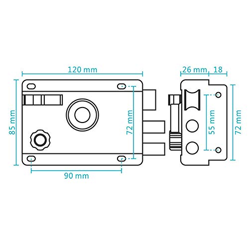 Buitendeurslot, Nachtslot, Buitendeurslot, Roestvrij staal voor de voordeur, Hoge beveiliging voor uw huis of werkplek met 5 sleutels (rechts open met zijkant)