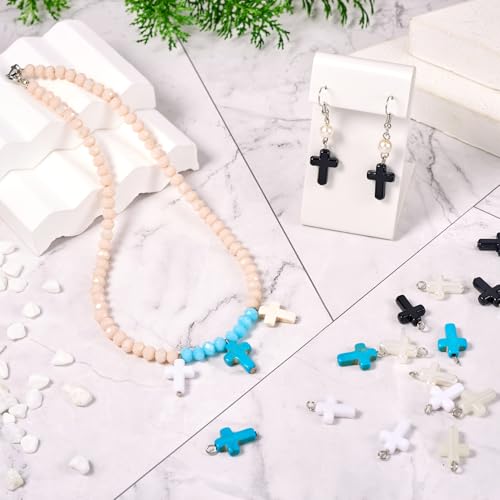 70 Stuks Diverse Kruis Bedels Crucifix Turkoois Hangers Lichtgevende Transparante Parel Acryl Dangle Bedels voor Rozenkrans maken Pasen sieraden DIY oorbellen ketting armband accessoire