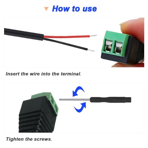 3,5 mm schroefklem verguld, 1/8" TS mono stekker tot 2-pins schroefklem met 1/8" TS mono stopcontact op 2-pins schroefklem, Balun soldeervrije converter met schroevendraaier 4