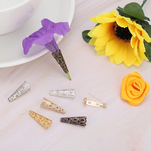 23 mm Corsage decoratieve houder, 6 stuks broche pin vaas zak Boutonnieres houd met stapspelden voor bruiloft feest doe-het-zelf ambachten, roségoud 4