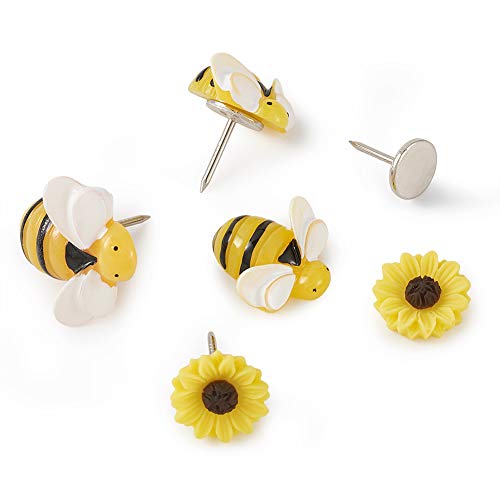 60 stuks Flat Resin Bijen Zonnebloemen Cabochons Decoraties met platte hoofd Nagels voor DIY Crafts Scrapbook Home Decoratie 3