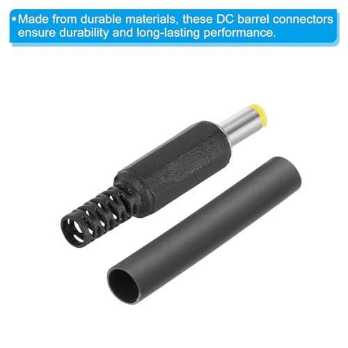 4,8 x 1,7 mm gelijkstroom Man Plug voeding eindigt, 4-Pack DIY DC Barrel Connector Vervanging met Heat Shrink Tube, Geel 4