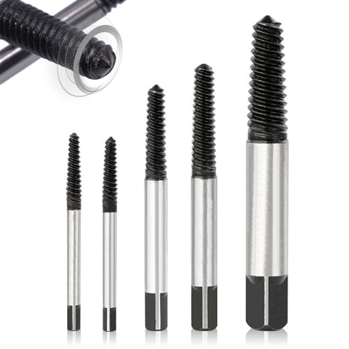 Schroevendraaier Set van 5 Professional Left Turner Set Linkerborstel Gereedschap Schroef Verwijderaar met Transparante Plastic Doos Schroef Extractor voor Beschadigde Schroeven en Buizen