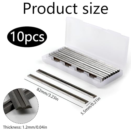 Pak van 10 82 mm Planner Messen Hss Set, Elektrische Planer Hss Blade 82 x 5,5 x 1,2 mm, Professionele Houten Vervanging Bladen, Omkeerbare Messen, Planermes voor Bosch Planer, Hand Planer