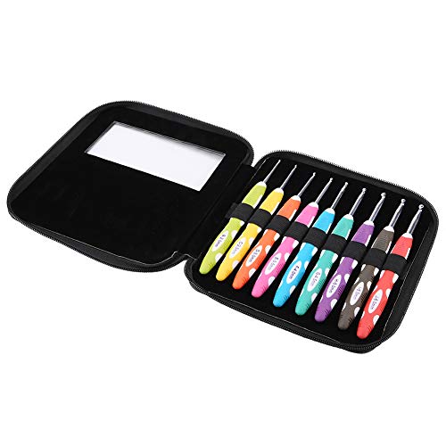 9 st haaknaalden set breien ergonomische haakhaak haak Set gehaakte haak Set gladde naalden Ergonomische kunststof handvat aluminium haken (PU verpakking) 3