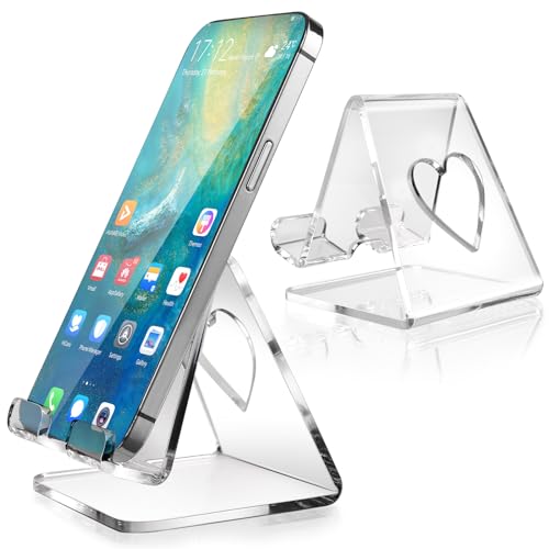 Transparante Acryl mobiele telefoon stand, Universal Transparant Mobiele telefoonhouder, draagbare tablethouder, Non-Slip Bureau Accessoires, Compatibel met alle smartphones en pads (B)
