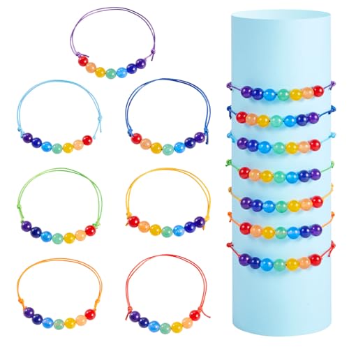 7Stuks Imitatie 7 Chakra Armbanden voor Vrouwen Genezing Maleisië Jade kralen Bangle Verstelbare natuurlijke edelsteen sieraden voor geschenken Moederdag Valentijn, 7.1-11,8 inch lang, Maleisië, Maleisië