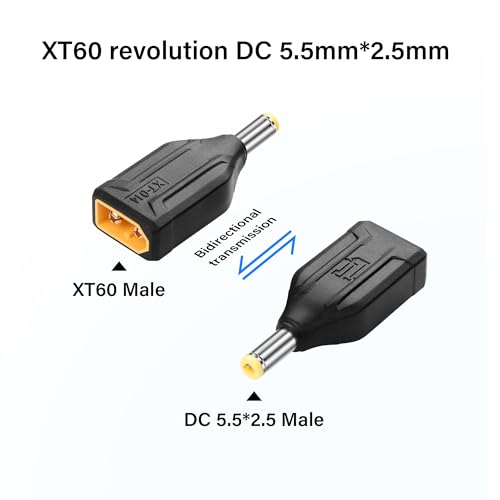 XT60 naar DC5525 Adapter XT60 naar DC 5.5mm x 2.5mm Draadloos voor TS100 Soldeerijzer, FPV Monitor, Voeding, Drone (XT-014), Verpakking van 2 5