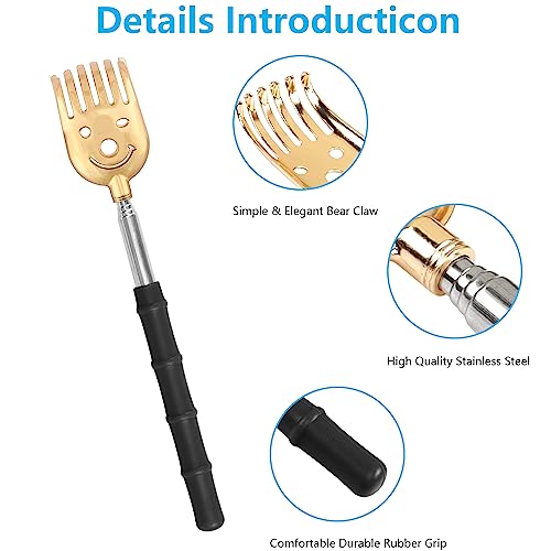 5 Pack Telescopisch Terug Scratcher, Handleiding terug Scratchers, Metalen draagbare Uitschuifbare terug Scratcher, Roestvrij staal terug Massage Tool met Rubber Handvaten (Claw Gold)