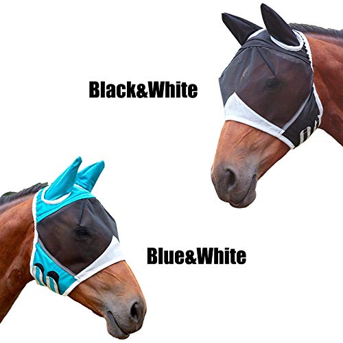 Paardenvliegmaskers Ademend paardenmasker tegen muggenmasker doorschijnend Masker met oren Fringe voor paard 5