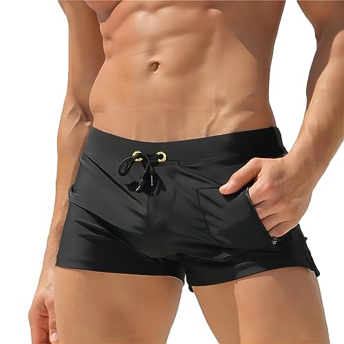 Zwembroek voor mannen, korte zwembroek, trainingsbroek voor mannen, sportshorts, strandzwembad Trunks Quick droog, Verstelbaar met tekenreeks