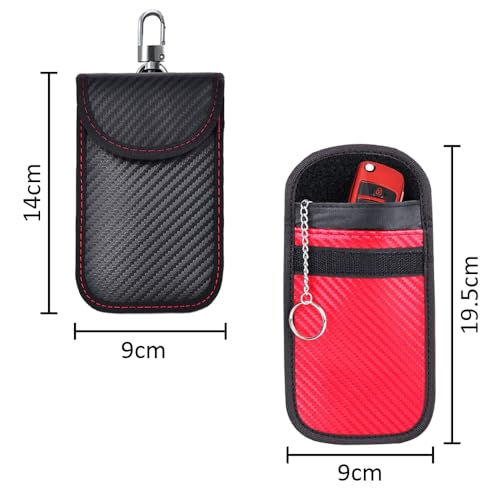 2 Pack Faraday Pouch autosleutels signaalblokker geval RFID blokkeren autobeveiliging zak met haak sleutelhanger