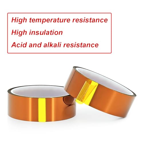 1 rol 12mm x 33m hittebestendig kleefband, isolatieband, polyimidefilmlijmband voor maskeren, lassen, elektrisch