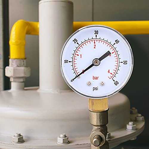 Drukmeter, 1/8 BSPT Bottom Connection Vacuümdrukmeter Dubbele schaal 50mm Dial Display Luchtwaterolie Gasmeter, industriële drukmeters (Spacnanad0sifukm2p-03) 5