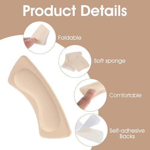 12 pak antislip hielpads, zelfklevende antislip hielbeschermers om slijtage, hielschuiven te voorkomen, wrijving en blisters te voorkomen (beige) 3