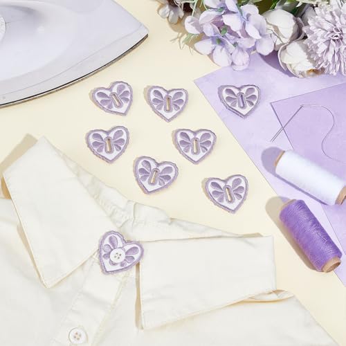 20 stuks geborduurd hart ijzer op patches, 35mm brede naaiknop haak Applique stof kleding Patches voor Jeans kleding DIY ambachten, Lavender 4