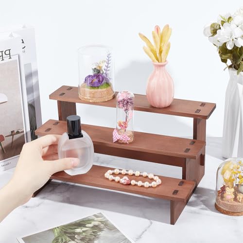 Houten presentatie met 3 niveaus, 17,8 x 29,7 x 14,2 cm, houten displaystandaard, parfum / cosmetica, figuurcollectie 4