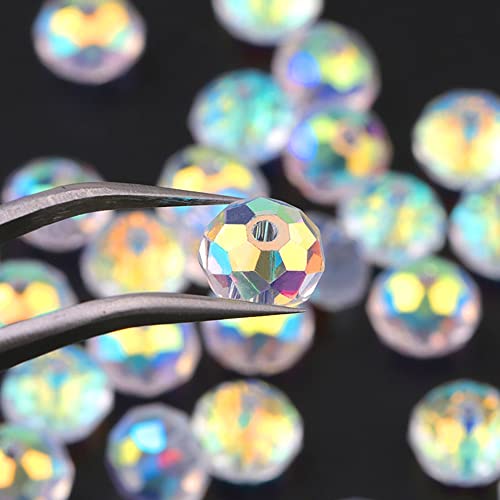 100 st Facet Parels, Glazen Parels, Glitter kralen, Check, Rond, Kleurrijk, Decoratie, Gepolijste kralen, DIY Glass, Crystal Kralen Kralen, Juwelen, Ambachten, Armband, Ketting, Accessoires, 8mm, Aarde kralen 5