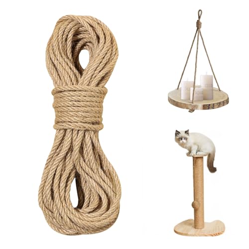 Jute Touw 8mm 20m Natuurlijke Jute Touw 8mm Jute Cord, Natuurlijke Jute Cord, Sterke Natuurlijke Vezels, Hennep Touw voor Tuin, Home Decoratie, Ambachten, Tuinieren, Scratching Post