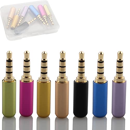 7st 3,5mm Stereo Male Jack Plug, 3.5 voor Soldering Jack Plug, 4 Pin TRRS Headphone Repair Plugs, 3,5mm (1/8 inch), voor DIY Stereo-hoofdtelefoon