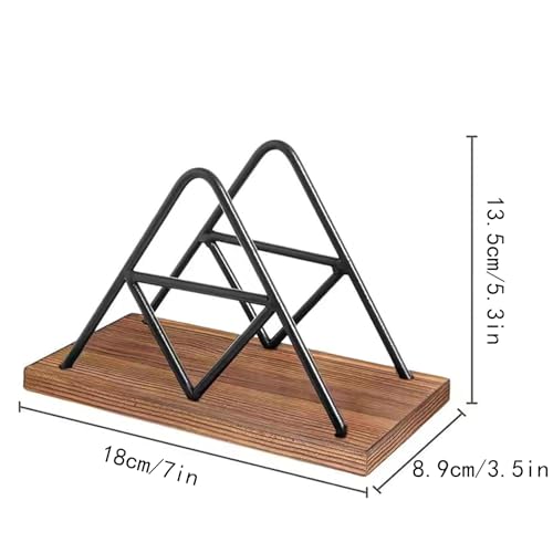 Napkin houder, Napkin houder met driehoekige geometrie, Napkin houder Moderne weefselhouder Stand Familie, Napkin houder Hout en metaal, Moderne Napkin houder 4