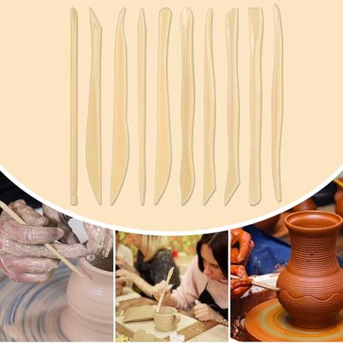 10Stuks Dubbelzijdige klei beeldhouwgereedschappen, Plastic Polymer klei Modelleergereedschap Keramische Pottery Carving Tools voor het snijden Embossing Smoothing Shaping Vormen