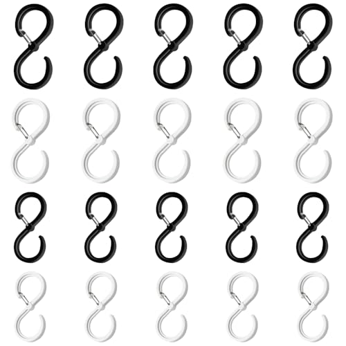 20 stuks S haken Pragmatic Plastic S haken, zwaar werk met veiligheidsriem Design voor Pan Utensil Kabinet Rod Outdoor Verlichting Keuken Gereedschap Badkamer Garden Office Plant (2 kleuren)