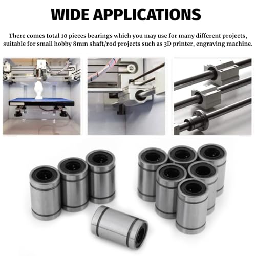 10st LM8UU 8mm Roulement à Billes Linéaire Double Bague Scellée pour Rod 3D Imprimente CNC Vissen 4
