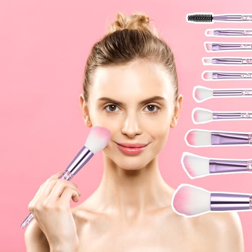 10 st Glitter Crystal make-up borstel set, Eyeshadow Brush Set, Professional Foundation Contouring Blush borstel make-up borstel Set voor poeder, highlighter, blush concealer 3