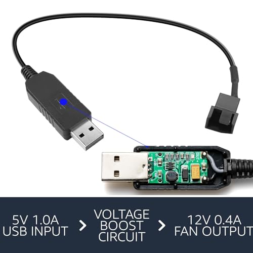 2sts 5V Step-Up12V Ventilatorkabel, 4Pin/3-Pin, USB tot 12V, 4-Pin Housing Cable, 12V PC Ventilator, Power Cable + 2 stuks 4Pin/3-Pin Housing Fan, Splitter 4