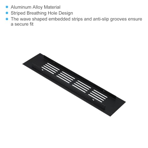 20x5cm Rechthoekige Ventilatiehoes, 2 st Aluminium Mesh Raster Ventilatie Hoes Louvre met bevestigingsschroeven voor kabinetsdeur, zwart 4