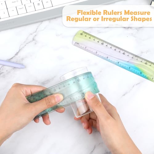 2Stuks flexibele regelaar 30cm - transparant Plastic Shatterproof met zachte rand, Buigbaar en flat voor school, klaslokaal, thuiskantoor