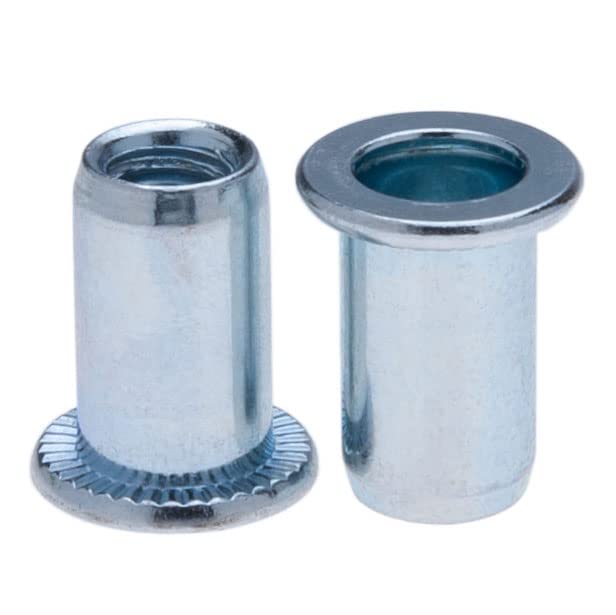 M10 Blinde klinknagelmoeren, cilindrische as met ronde kop, open einddraad, 10mm moer, gegalvaniseerd staal klinkmoer voor staal, legering, koper, kunststof, glasvezel en composiet (10 st.)