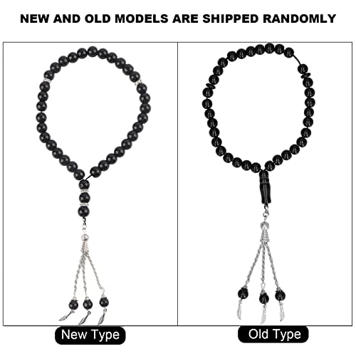 3 Pieces Prayer Chains Islam 33 Parels Moslim Mala ketting gebed kralen Stretch armband moslim Tasbih Misbaha koran gebed parel armband voor vrouwen mannen geschenk, zwart 5