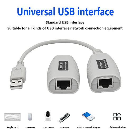 USB naar RJ45 Cat Extension Cable, LAN Extension Adapter Over Cat5 Cat5e Cat6 Cable Connector Tot 150ft Lengte 5