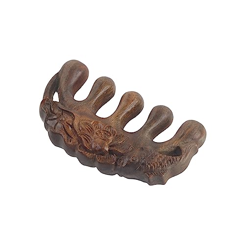 Meridian Wide Tooth Massage Comb, Green Sandalwood Hoofd Hoofd Scalp Massage Comb Thai Massager Maderotherapie voor nek schouder hand 3