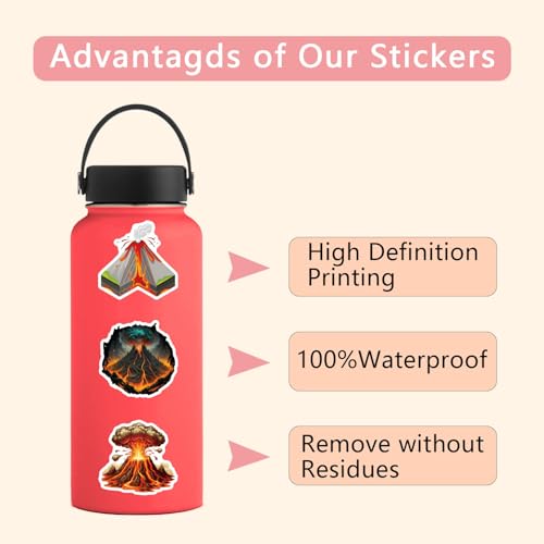 Vulkaan Stickers Set van 50 vulkaan Stickers voor tieners en volwassenen, waterdichte Vinyl Stickers voor auto, motorfiets, fiets, skateboard, snowboard, bagage, laptop, koffer, helm 4
