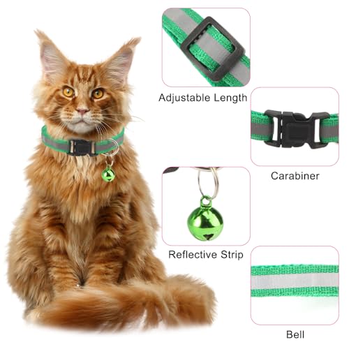 Verpakking van 12 Reflectieve Kattenhalsband, veiligheidssluiting, verstelbare lengte 20 cm - 32 cm, zachte, huidvriendelijke Kattenhalsband met klokken voor alle Katten en Puppies (12 kleuren) 3