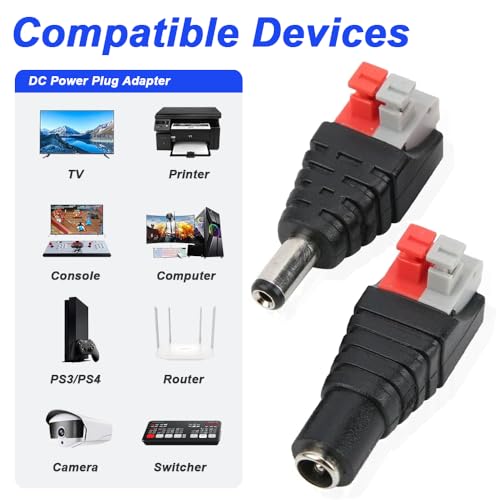 5.5mm x 2.1mm Mannelijke Plug & Adapter 5.5mm x 2.1mm Bushing (20PCS) 5