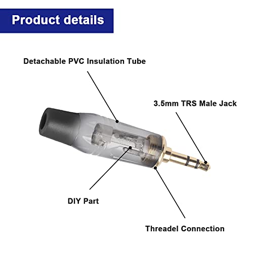 3,5mm Audio Solder Plug, TRS 3 Pole Stereo Hoofdtelefoon Man Plug Reparatie Vervanging Solder Adapter, 1/8" Heavy Duty Jack DIY Audiokabel Connecor, zwart-rood (10 Pack) 5