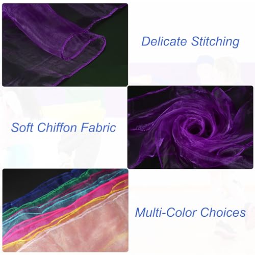 Danssjaals, 12 stuks vierkant jongleren sjaals 61 bij 61 cm voor het spelen, magische muziek, activiteit, jongleren jurk, paars 3