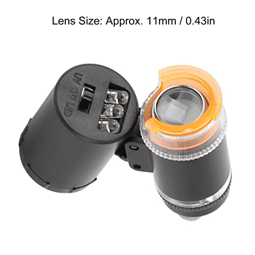 Mini 60X LED Microscoop Pocket Microscoop Vergrootglas Microscoop, Hand Vergrootglas Mini Pocket Microscoop Vergrootglas UV-valutadetector Juwelier Loupe met LED-licht(zwart) 4