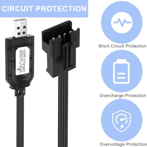 4st SM-4P 7.4V naar USB-oplaadkabel, 2S 7.4V USB-oplaadkabel met SM-4P-plugplug voor LiPo-oplader, RC-auto, boot, drone, speelgoed 3