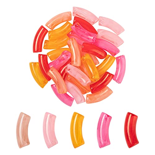 30 st Imitatie Edelsteen en acryl gebogen buis kralen, 5 kleuren lange gebogen buis Noodles Connector kralen voor DIY armband sieraden maken