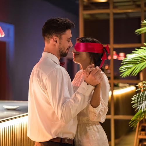 Satin Eye Mask Zachte slaapmasker Comfortabel verstelbare blackout oogbescherming reizen oogmasker voor vrouwen mannen nacht slaap Travel Nap Meditatie 148cm/58.2in(rood) 3