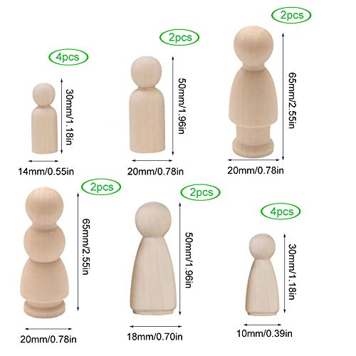 Peg poppen, lege houten Peg poppen onafgemaakte mensen Peg poppen houten ambachten DIY schilderen Carving decoreren voor thuis bruiloft klaslokaal - 16 stuks 5