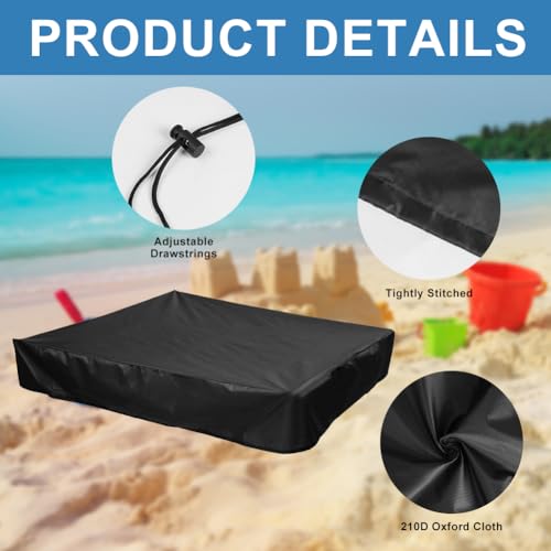 Sandpit Cover, 200 x 200 cm, Waterdichte Sandpit Cover, Waterafstotend, Winddicht, Beschermhoes, Oxford Stof, Groen, met koord, Sandpit 3