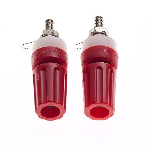 4mm Banana Plug - Pack of 2, Red 4mm Banana Plug met Binding Post, Panel Mount, Solder Label en Bare Wire Connection 3