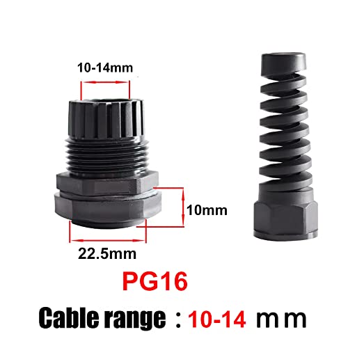 4PCS Kabel Gland, PG16 Black IP68 Waterdichte Flex Spiral Strain Relief Protector voor bevestiging en bescherming van 10-14mm draad
