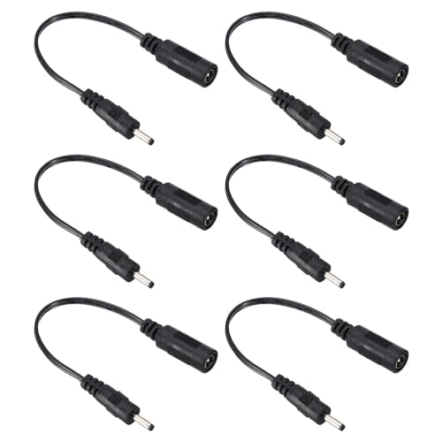 0.6 Voeten DC 5.5 x 2.1mm Jack to DC 3 x 1.1mm Plug Power Cord, 6 stuks Adapter Laadkabel Connector voor lichtfans, luidspreker, tafellamp, zwart